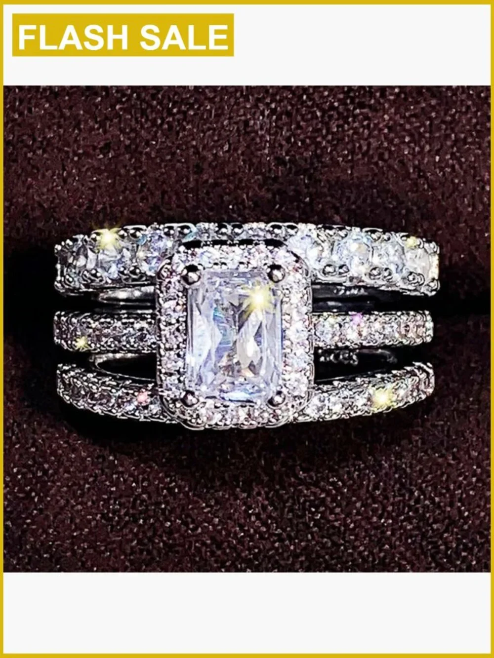 925 Sterling Silver Cushion Cut Cubic Zirconia Wedding Band Ring Size 9